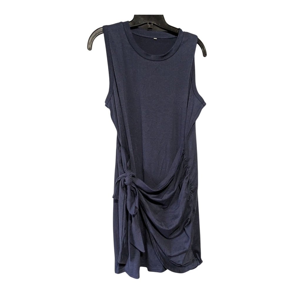 Wrap Tie Waste, Navy, Sleeveless Dress. Size XL.